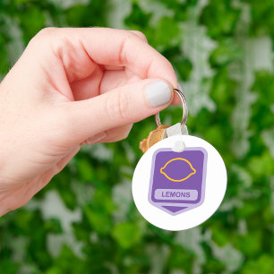 Chaveiro Fruta Roxa e Amarela Contorno de Limão