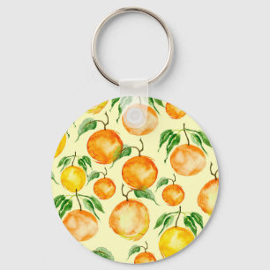 Chaveiro Frutas de citros de aquarela, padrão tropical.