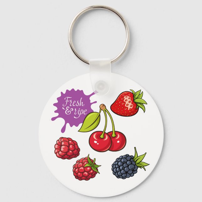 Chaveiro Frutas Vermelhas Frescas e Cerejas (Frente)
