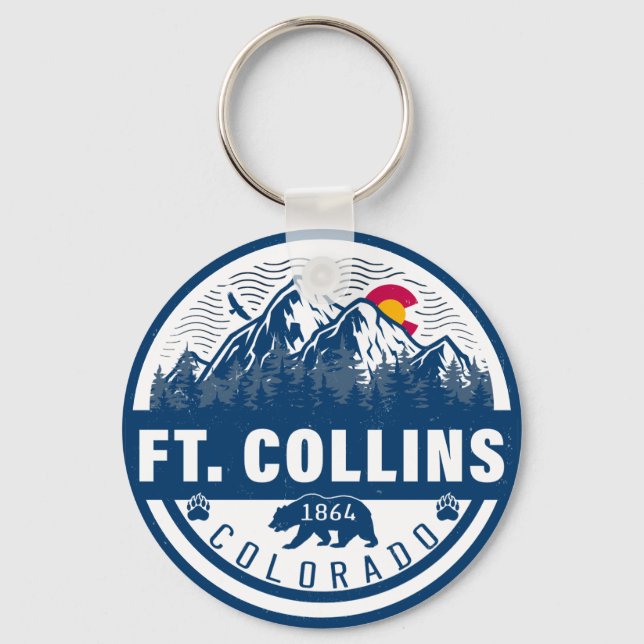 Chaveiro Ft Collins Colorado Flag Mountain City Hiking (Frente)