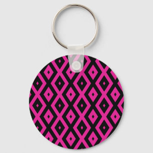 Chaveiro Fuchsia e padrão de diamante preto