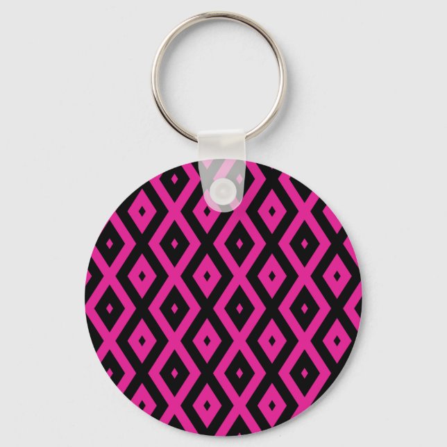 Chaveiro Fuchsia e padrão de diamante preto (Frente)