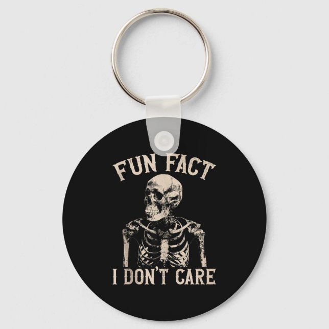 Chaveiro Fun Fact I Don’t Care Skull Funny Sarcastic Quote  (Frente)