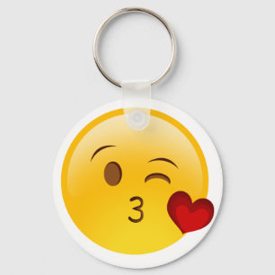 Chaveiro Funda uma etiqueta do emoji do beijo