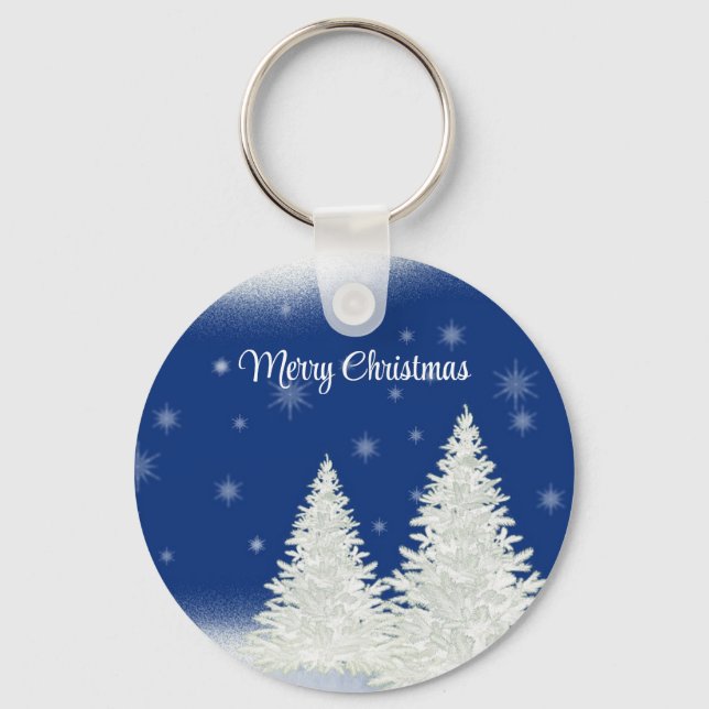 Chaveiro Fundo Azul com Árvore de Natal (Frente)