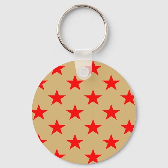 Chaveiro Fundo Beige E Estrelas Vermelhas (Frente)