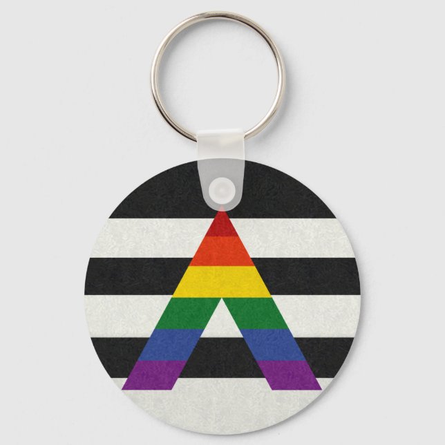 Chaveiro Fundo Colorido do Sinalizador do Orgulho Ally LGBT (Frente)