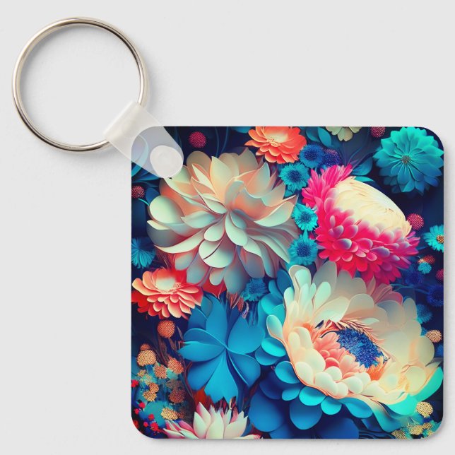 Chaveiro Fundo das Flores Azuis-1 (Frente)