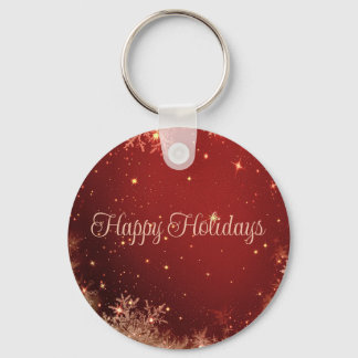 Chaveiro Fundo de Brilho Vermelho com Flocos de Neve