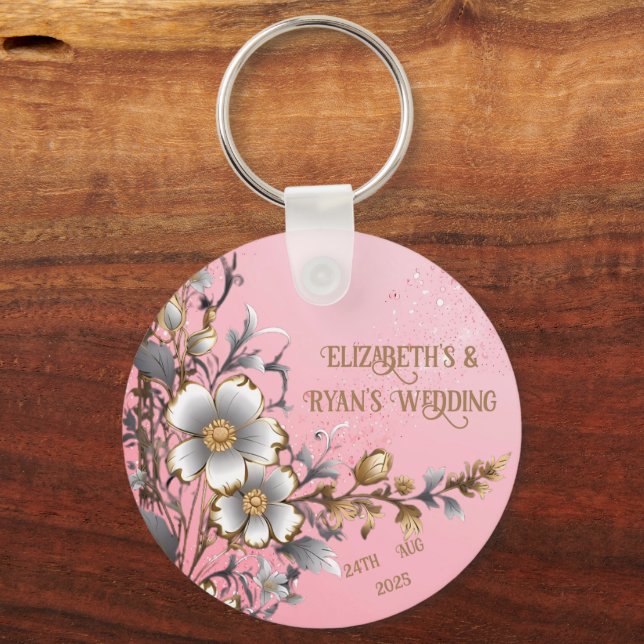 Chaveiro Fundo de casamento com brilho rosa elegante (Frente)