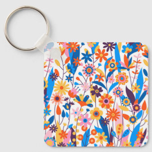 Chaveiro Fundo Floral Multicolor Exótico-32939