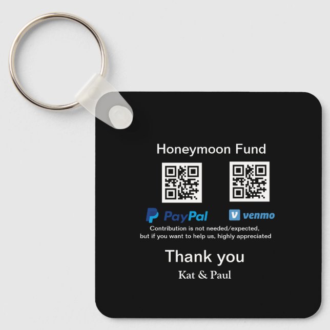 Chaveiro Fundo Honeymoon PayPal Venmo obrigado de código QR (Frente)