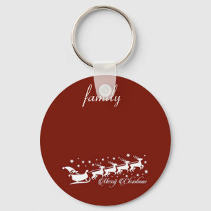 Chaveiro Fundo Vermelho com Papai Noel e Reindeer