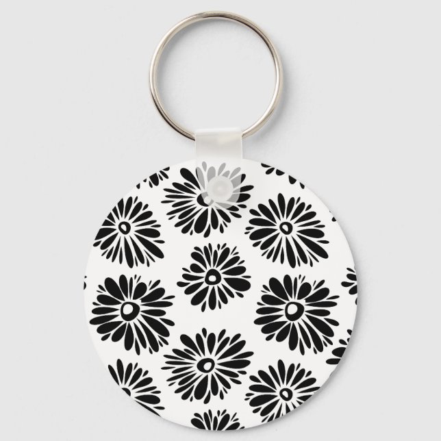Chaveiro Funky Black e white floral (Frente)