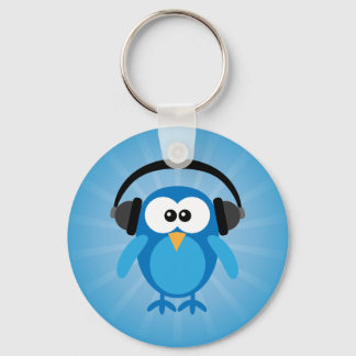 Chaveiro Funky Blue Retro Owl With Headphones