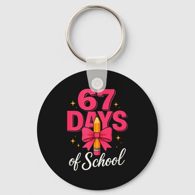 Chaveiro Funny 67 Days Of School Pencil Bow Design  (Frente)