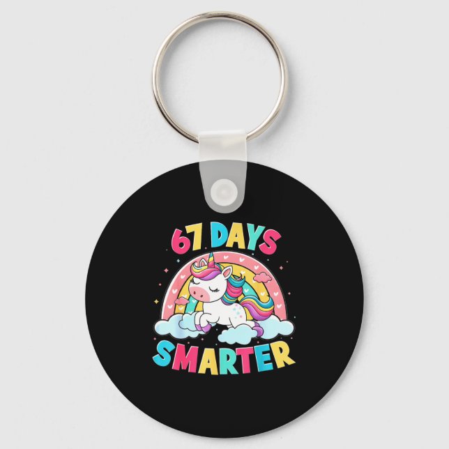 Chaveiro Funny 67 Days Smarter Unicorn Six Seven Boy Girl T (Frente)
