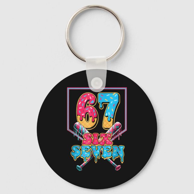 Chaveiro Funny 67 Ice Cream Drip Baseball Six Seven Gift Fo (Frente)