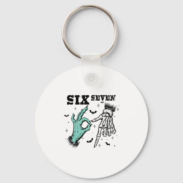Chaveiro Funny 67 Meme Spooky Skeleton Six Seven Gen Alpha  (Frente)
