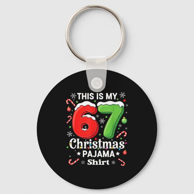 Chaveiro Funny 67 Six Seven Meme Christmas Pajama Shirt Kid (Frente)