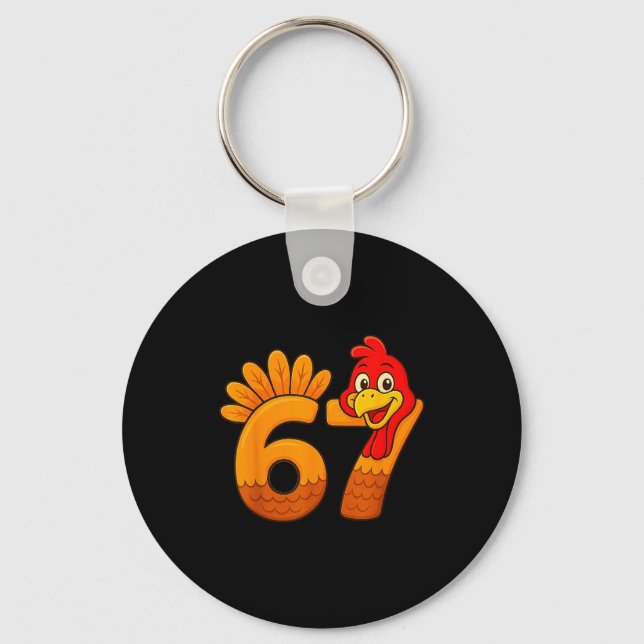Chaveiro Funny 67 Thanksgiving Turkey Face 67 Number  (Frente)