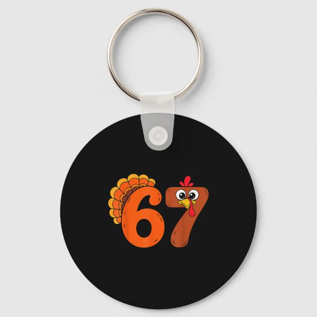 Chaveiro Funny 6 7 Six Seven Meme Thanksgiving Turkey Holid (Frente)