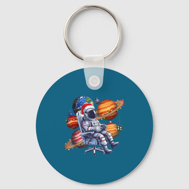 Chaveiro Funny Astronaut Christmas Space Lights Santa Hat P (Frente)