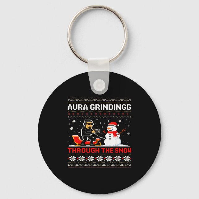 Chaveiro Funny Aura Grinding Christmas Meme Winter Gamer  (Frente)