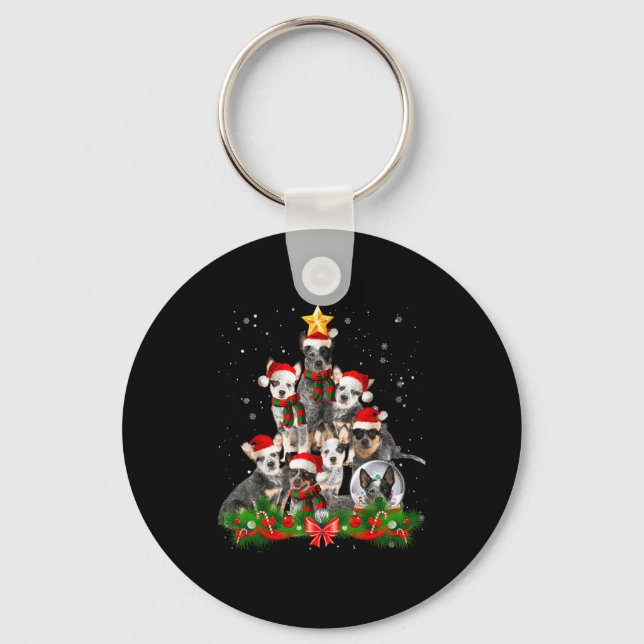 Chaveiro Funny Australian Cattle Dog Dog Christmas Tree - B (Frente)