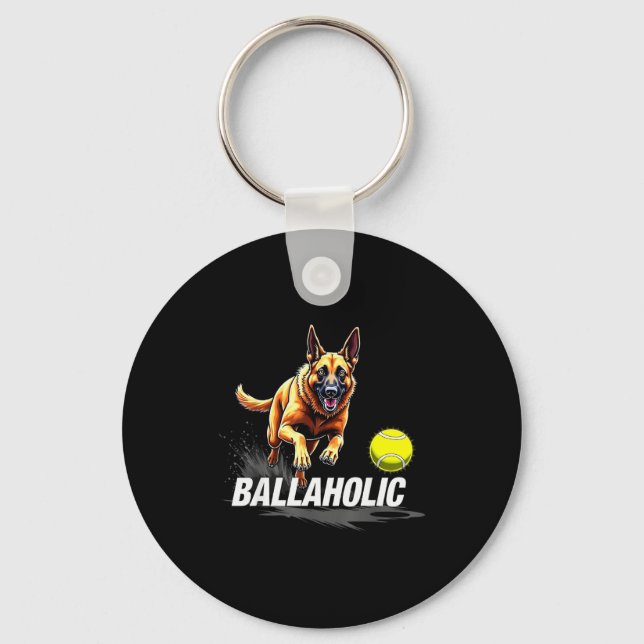 Chaveiro Funny Ballaholic Belgian Shepherd Dog Chasing Mali (Frente)