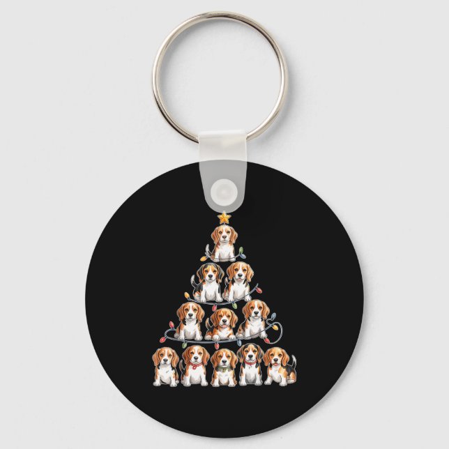 Chaveiro Funny Beagle Christmas Tree Dog Lovers Women Men X (Frente)