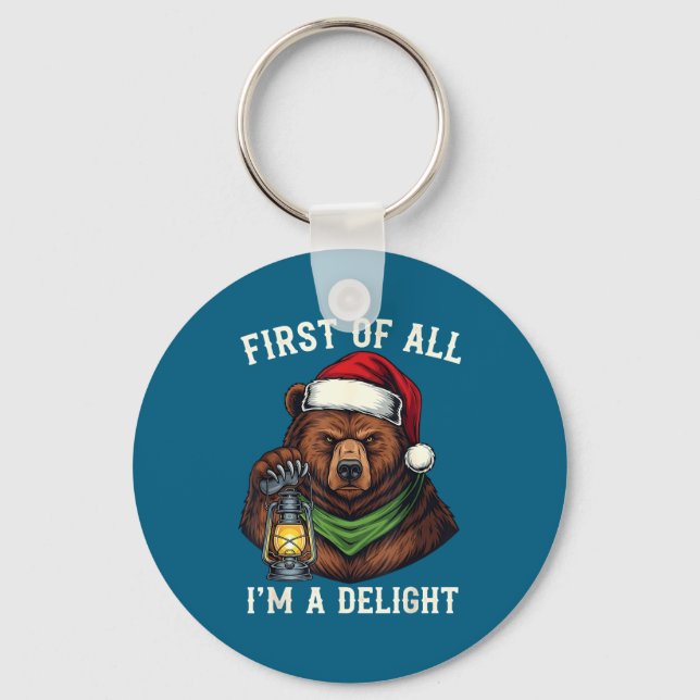Chaveiro Funny Bear First Of All I'm A Delight Merry Christ (Frente)
