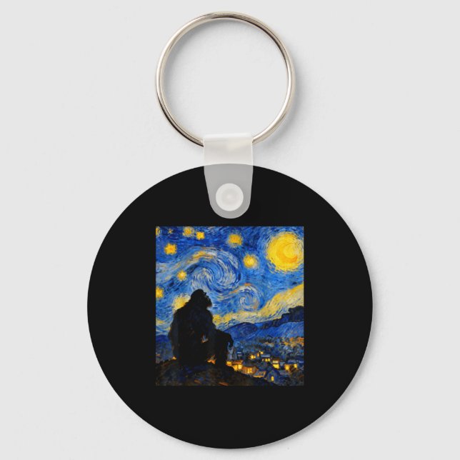 Chaveiro Funny Bigfoot Graphic Van Gogh Style Sasquatch Sta (Frente)