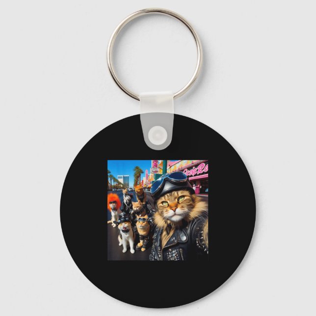 Chaveiro Funny Biker Cats Gangster Cats Street Motorcycle C (Frente)
