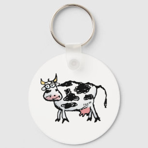 Chaveiro Funny Black and White Cow Cartoon