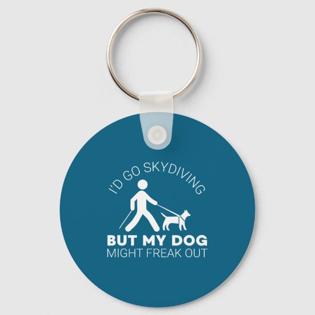 Chaveiro Funny Blind Joke Gift Seeing Eye Dog Skydiving Bli (Frente)