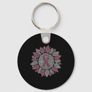 Chaveiro Funny Bling Girassol Friso Rosa Friso Cancer Aw