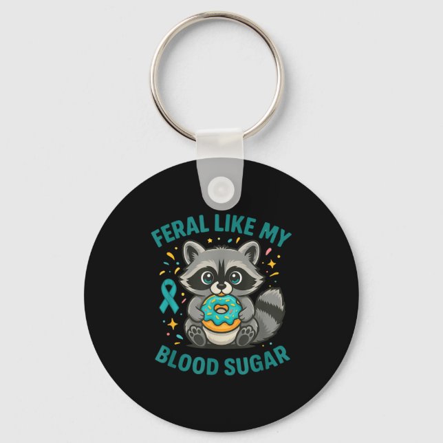 Chaveiro Funny Blood Sugar Raccoon Food Chaos Diabetes Fera (Frente)