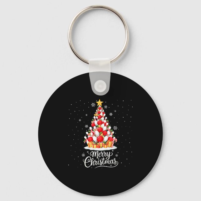 Chaveiro Funny Bowling Christmas Tree Lights Xmas Men Women (Frente)