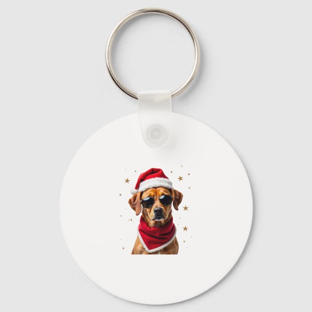 Chaveiro Funny Boxer Dog Christmas Lights Xmas Outfit Pajam (Frente)
