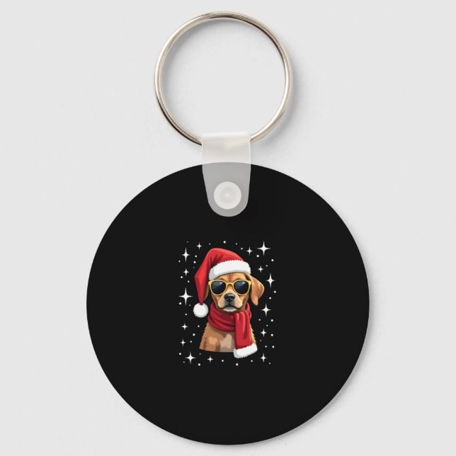 Chaveiro Funny Boxer Dog Christmas Lights Xmas Outfit Pajam (Frente)