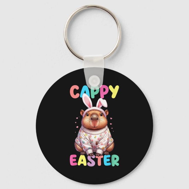 Chaveiro Funny cappy Páscoa capivara meme feliz dia de Pásc (Frente)