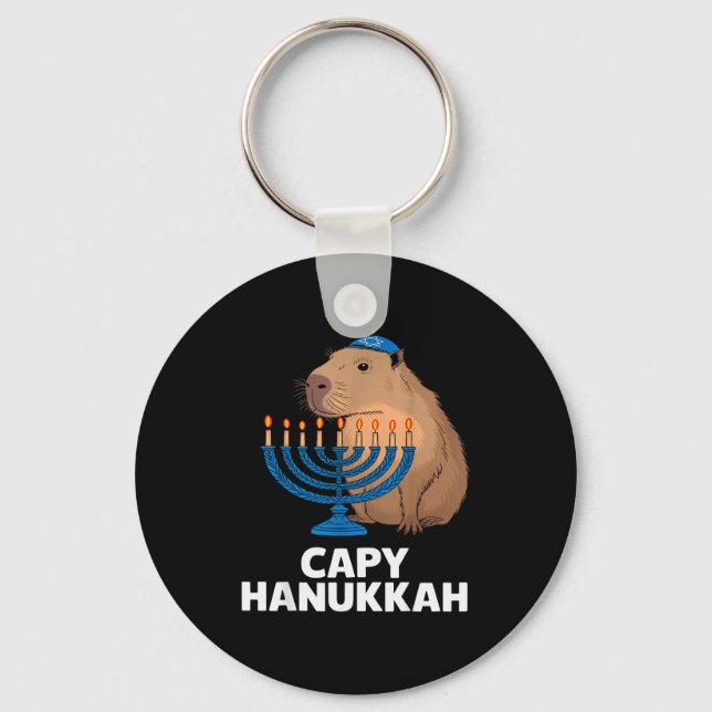 Chaveiro Funny Capybara Happy Hanukkah Chanukah Jewish Men  (Frente)