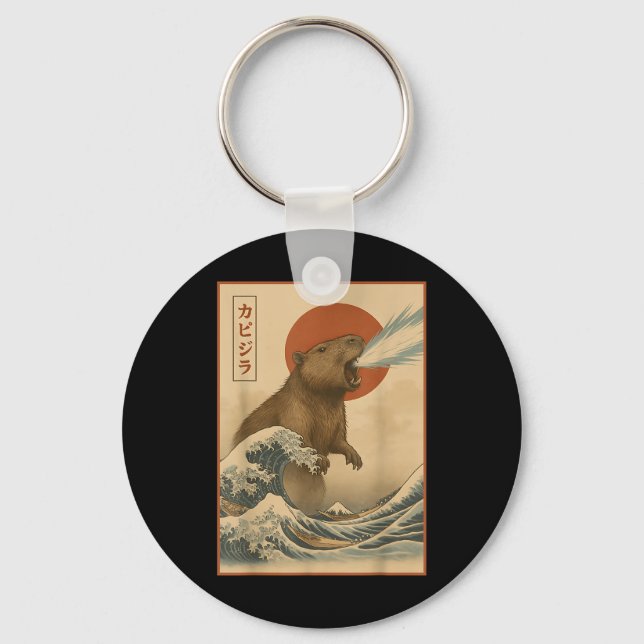 Chaveiro Funny Capybara Japonesa Onda Capyzilla Boys Girls (Frente)