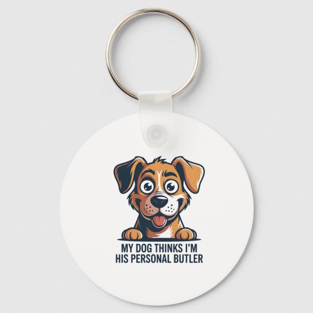 Chaveiro Funny Cartoon Dog Butler Quote (Frente)