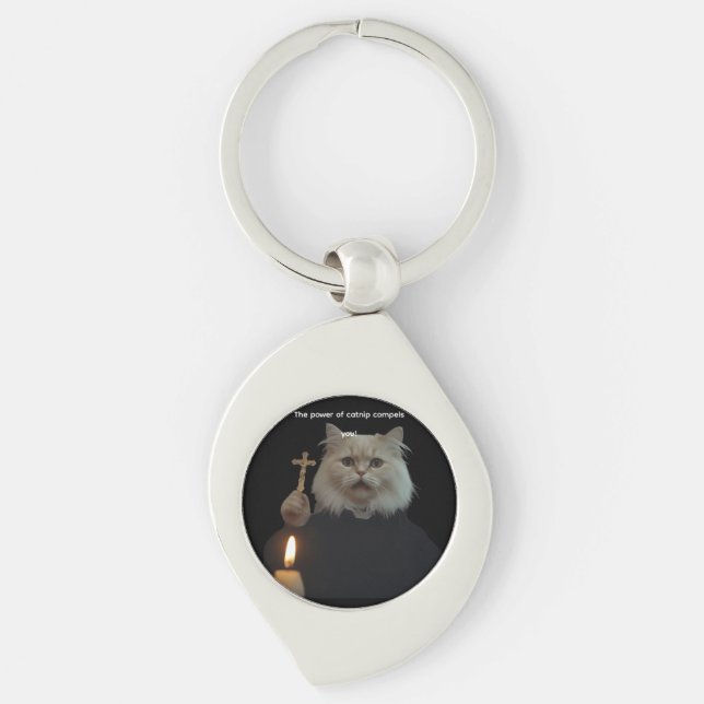 Chaveiro Funny Cat Exorcist Keychain - Catnip Compels You (Frente)