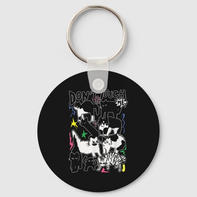 Chaveiro Funny Cats Don't Touch Me Cat Lovers Men Women  (Frente)