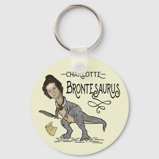 Chaveiro Funny Charlotte Bronte Surus Dinossaur Book Reader (Frente)