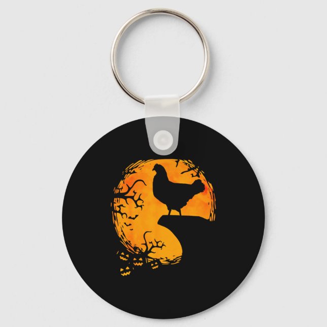Chaveiro Funny Chicken Halloween Moon Silhouette Soky Chick (Frente)