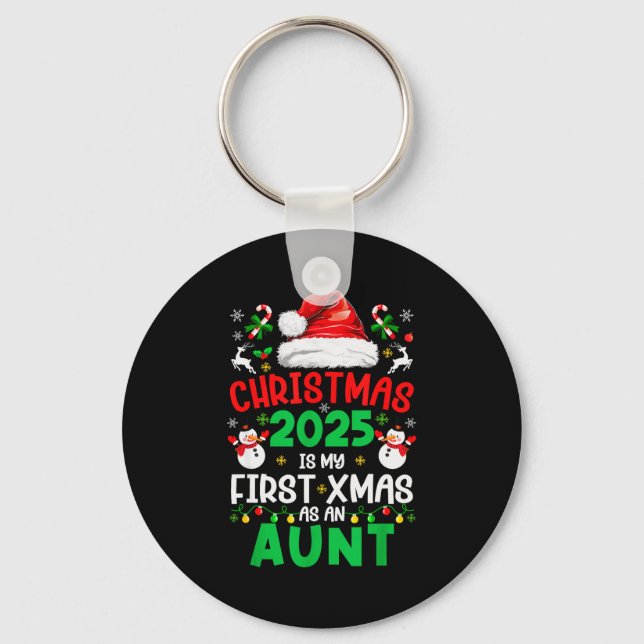 Chaveiro Funny Christmas 2025 Is My First Xmas As An Aunt F (Frente)